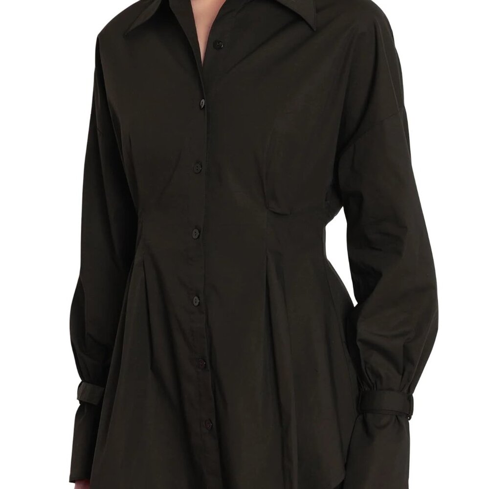 Blackmilk Gothic Romance Black Cinched Waist Button Up Shirt Size 16 NWT